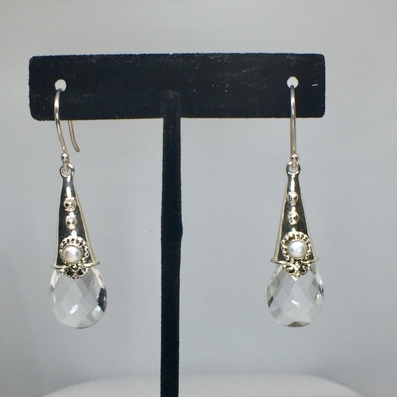 Designer RGN Sterling Crystal & Pearl Earrings - Picture 1 of 4